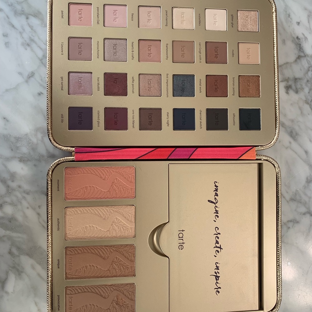 Tarte holiday makeup, eyeshadow, blush, bronzer